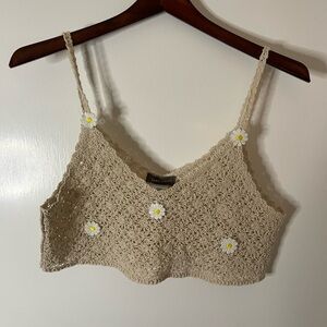 Y2k Sans souci sunflower crochete tank top size xs